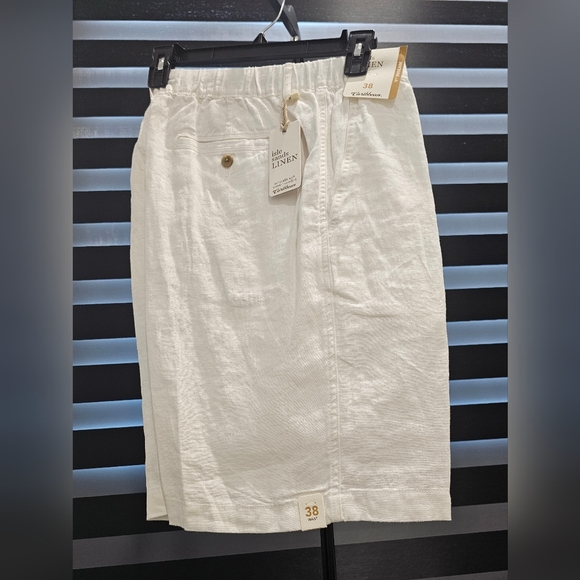 NWT Caribbean Linen Drawstring White Men's Shorts Beach/Vaca Size 38 × 9" inseam - Picture 2 of 7